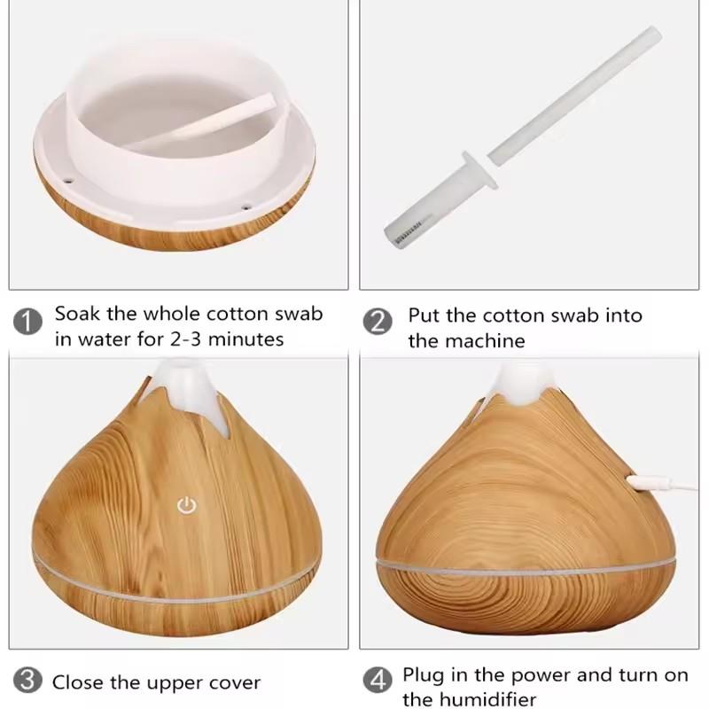 350ML Aromaterapeutyczny dyfuzor olejków eterycznych z drewna, pilot zdalnego sterowania, ultradźwiękowy nawilżacz powietrza, chłodny z 7-kolorowym światłem LED