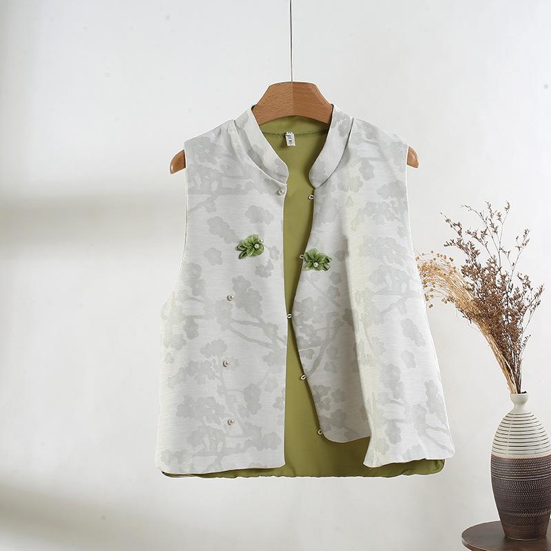 

Жилет жаккардовый жилет маленький жилет женский винтажный с пряжкой верхняя одежда топ XXXL [Recommended 138-75kg]