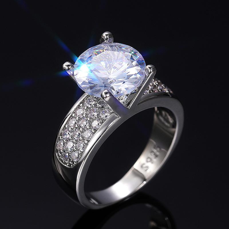 

925 Sterling Silver Cubic Zirconia Prong Setting Band Rings for Women Wedding Engagement Jewelry Gifts 7