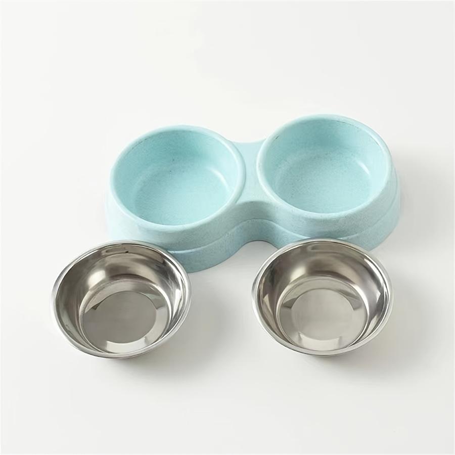 1 PCS Dual Bowl Stainless Steel Double Pet Bowls for Dogs and Cats - Non-Skid Base - Perfect for Food and Water - Easy to Clean