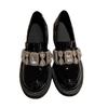 Promi-Stil~ Internet-Berühmtheit Nische Designgefühl Einzelne Schuhe Damen Frühling und Herbst Dicke Ferse Kleine Lederschuhe Britisch Erhöhtes Pla