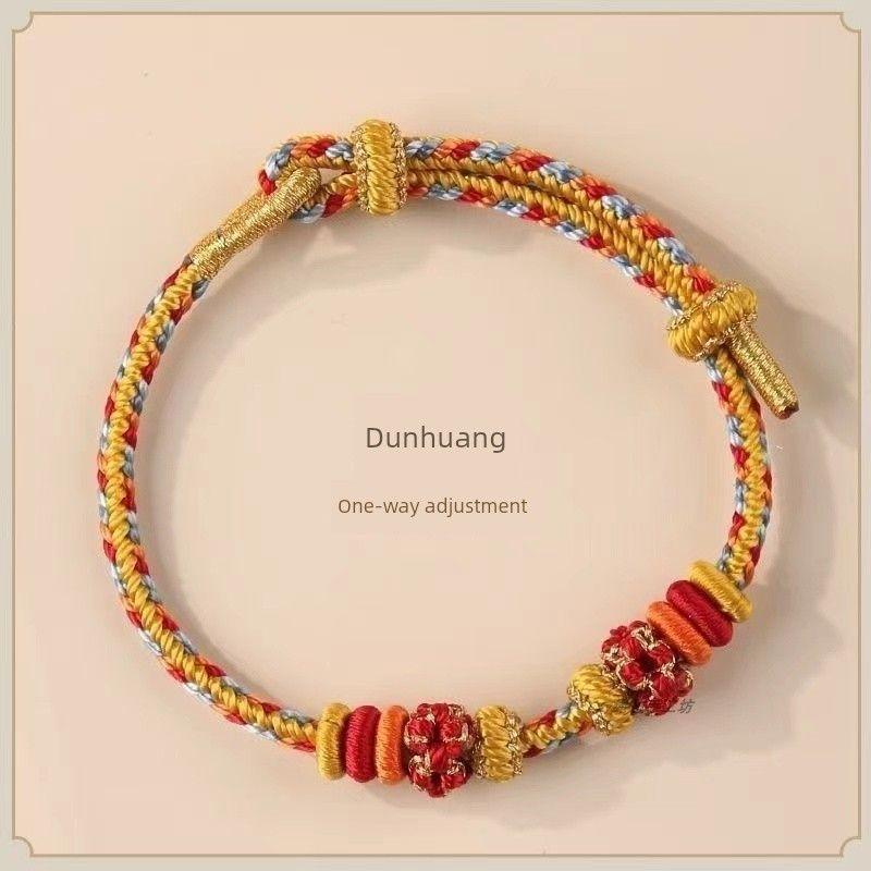 Peach Blossom Woven Carrying Strap Wearable Gold String Lucky Beads Braided Rope Semi-Finished Handmade DIY Lucky Red Rope Bracelet
