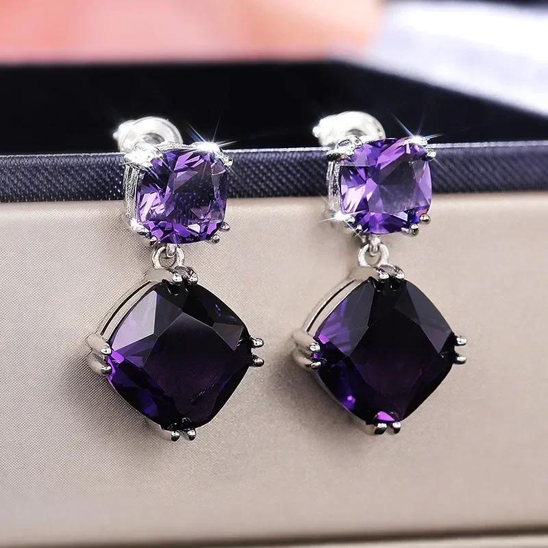 European And American Trendy Sparkling Zircon Oxide Earrings, High End Banquet Fashion Zircon Party Jewelry Long Pendant