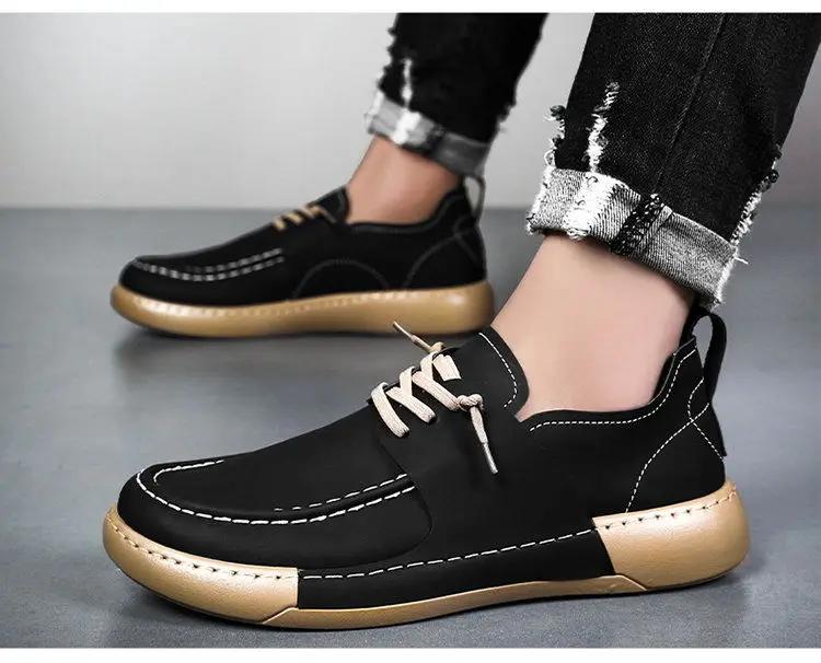 Fashion Men Casual Sneaker New Black Low Top PU Leather Outdoor Anti-Slip Sneakers Male Platform Fashion Shoes Zapatillas Hombre