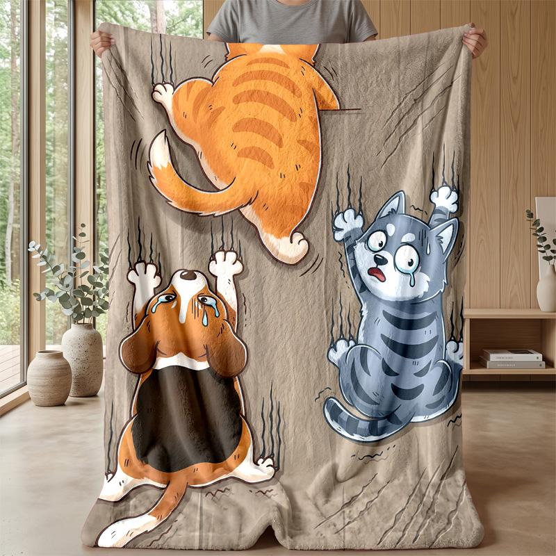 Canine Cloudy Dreamscape blanket Personalized Name Flannel Blanket Soft Cozy Plush Throw for Sofa Bed Lightweight Home Decor