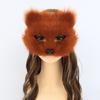 Furry Animal Cats Face Mask Plush Animal Half Face Eye Mask Halloween Cosplay Costume Mask for Men Masquerade Halloween