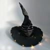 Halloween Wizard Hat Light Up Witch Hat Witch Caps Wizard Costume Accessories for Masquerade Party Decor Cosplay Props