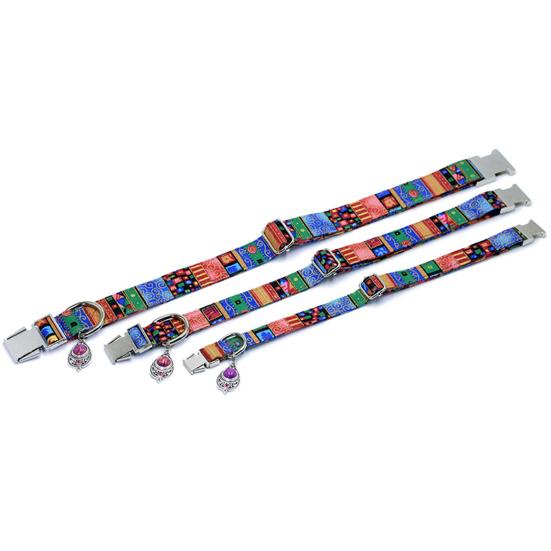 Vintage Pet Collar Boho Adjustable Nylon Dog Collar with Bead Pendant for Small Medium Large Dogs Cats