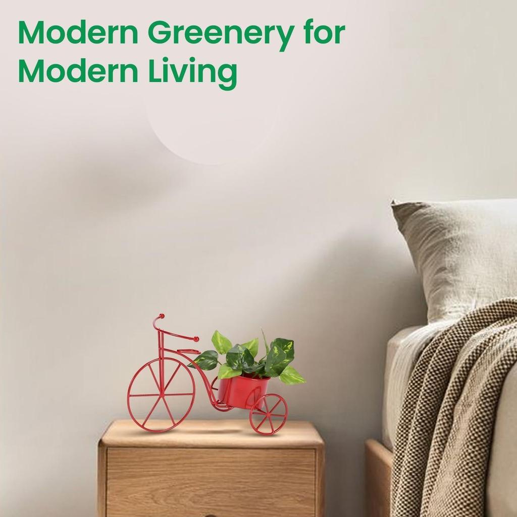 Cycle Shaped Metal Plant Stand for Indoor & Outdoor Use, Decorative Planter Pot for Flowers & Ornaments,