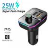 Car Fast Charge Bluetooth 5.0 FM Transmitter Dual USB Type C Player Music Handsfree with Color Aperture For IPhone Huawei Xiaomi