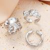 Fashionable Irregular Patterned Rings 3 Pieces Mix and Portable Set Accessory for Trendy Women Styles Daily Use