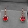 Exquisite Russian Purple Gold Ruby Earrings Light Luxury High Fashion Rose Gold Zircon Earrings Jewelry Women
