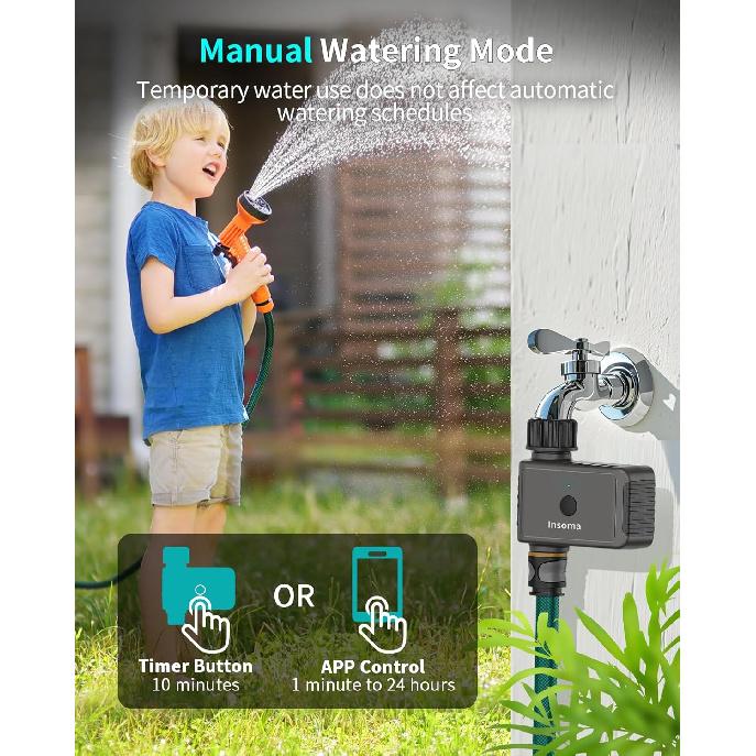 WiFi Sprinkler Timer, WiFi Water Timer for Garden, Smart Hose Timer with WiFi Hub Support 2.4GHz, App/Voice Control Work with Alexa & Google