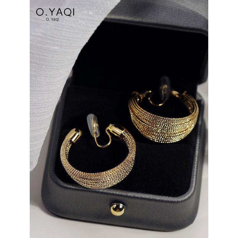 

Fashion Wind Wide Version Small Circle 925 Silver Mosquito Coil Ear Clip Gold - Non-Pierced Mosquito Coil Ear Cuff