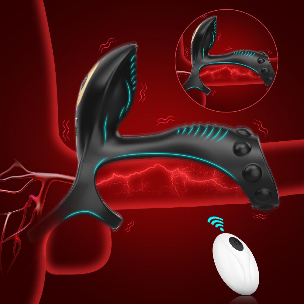Three-pronged Silicone Vibrating Cock Ring with Wireless APP Remote Control