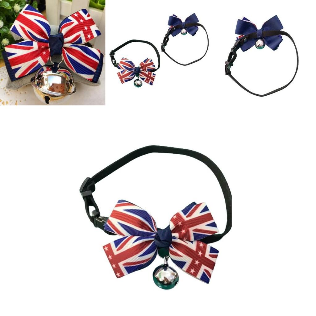 Cute Pet Bell Collar With British Flag Bow Tie Perfect Gift For Dog And Cat Lovers