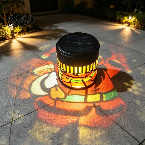 Rust Proof Iron Garden Fixtures Solar Christmas Wall Light, Santa Claus Projection Lamp with Rust-Proof Warm White Holiday Yard Decor Frame,