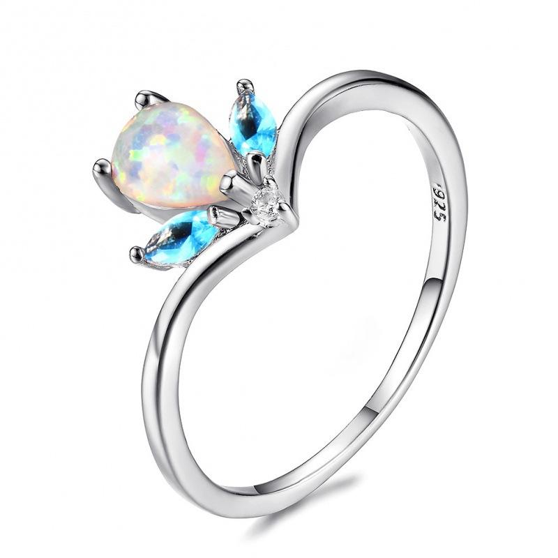 Wishins Wind s Water Drop Shaped Opal Edge Diamond Ring Exquisite Simple Jewelry no. 6