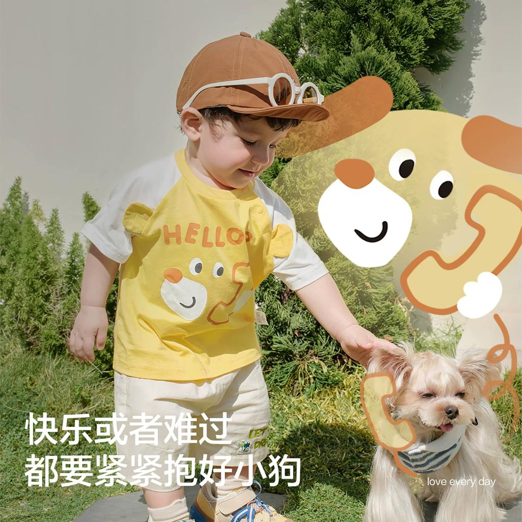 BalaOne Baby Short-sleeved T-shirt 2026 New Children's Summer Cute Pure Cotton
