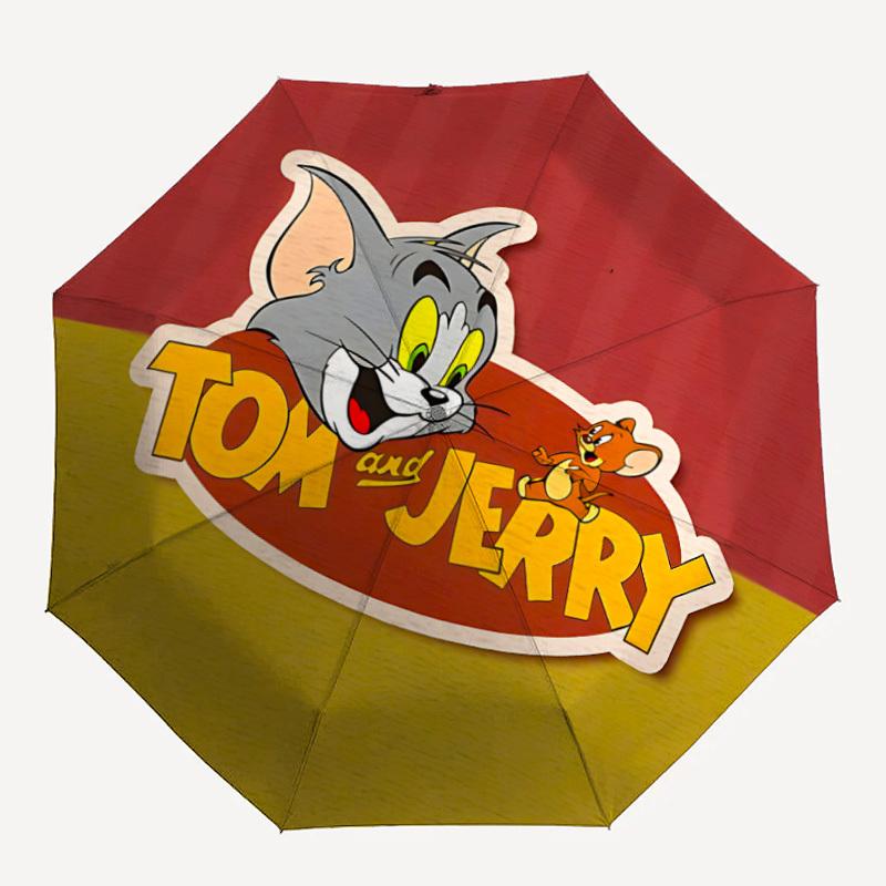 

1pc Tom Jerry Automatic Open/Close Folding Umbrella, Windproof 8-Rib Construction, Lightweight Travel Umbrella for Women/Men 38