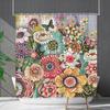 Shower Curtain Waterproof And Mildew-Proof 3D Digital Printing Plant Flower Plant Shower Curtain Bathroom Partition