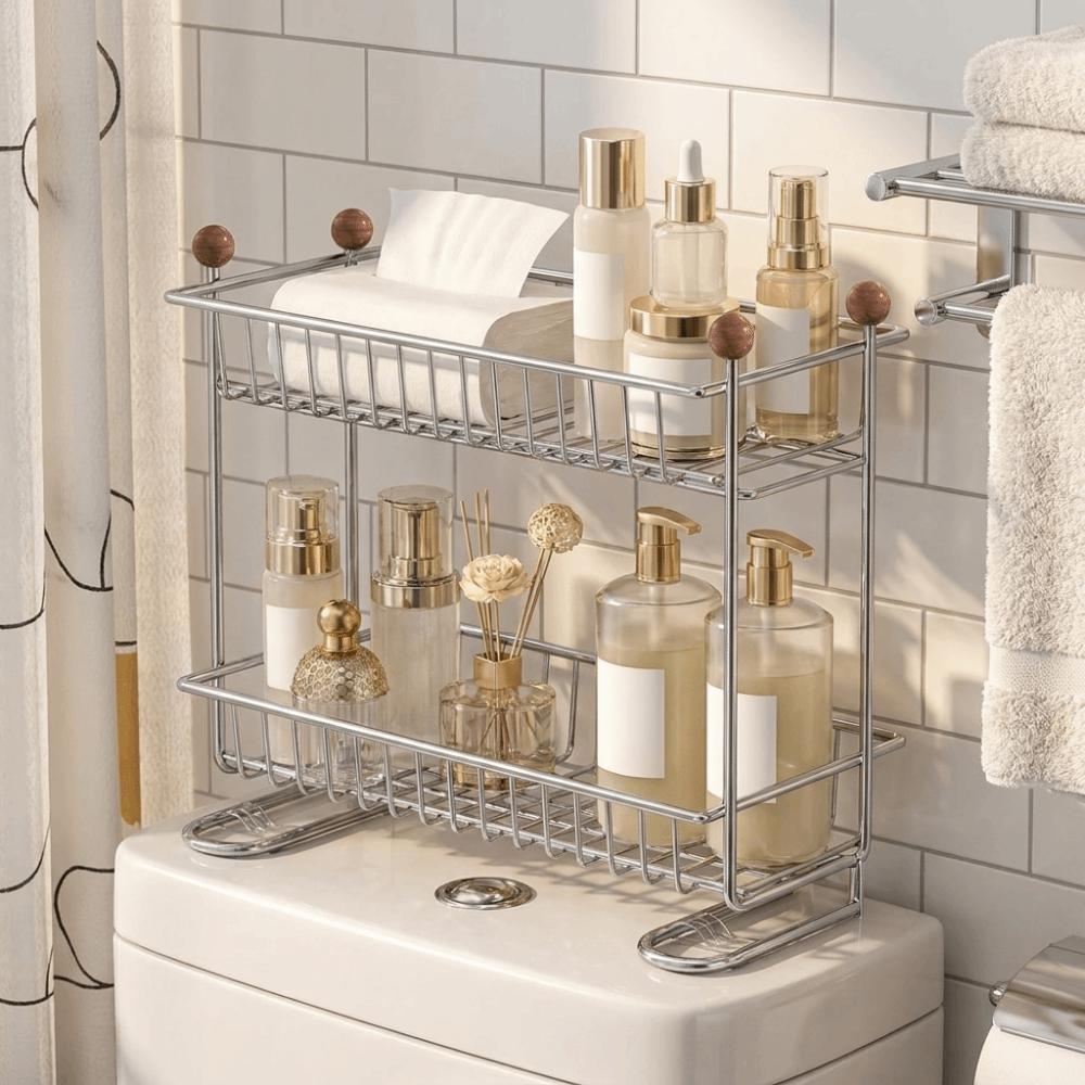Rustproof Toilet Storage Rack Stainless Steel Bathroom Storage Shelf  Skincare Product Storage