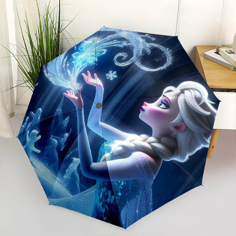 Elsa,Frozen Automatic Opening and Closing Umbrella - 8-rib Folding Design, Lightweight and Portable, Suitable for Daily Business Use, Pocket