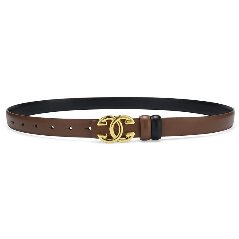 Ladies Leather Belt With Alphabet Alloy Buckle For Business Casual And Fashion Enhancing Style
