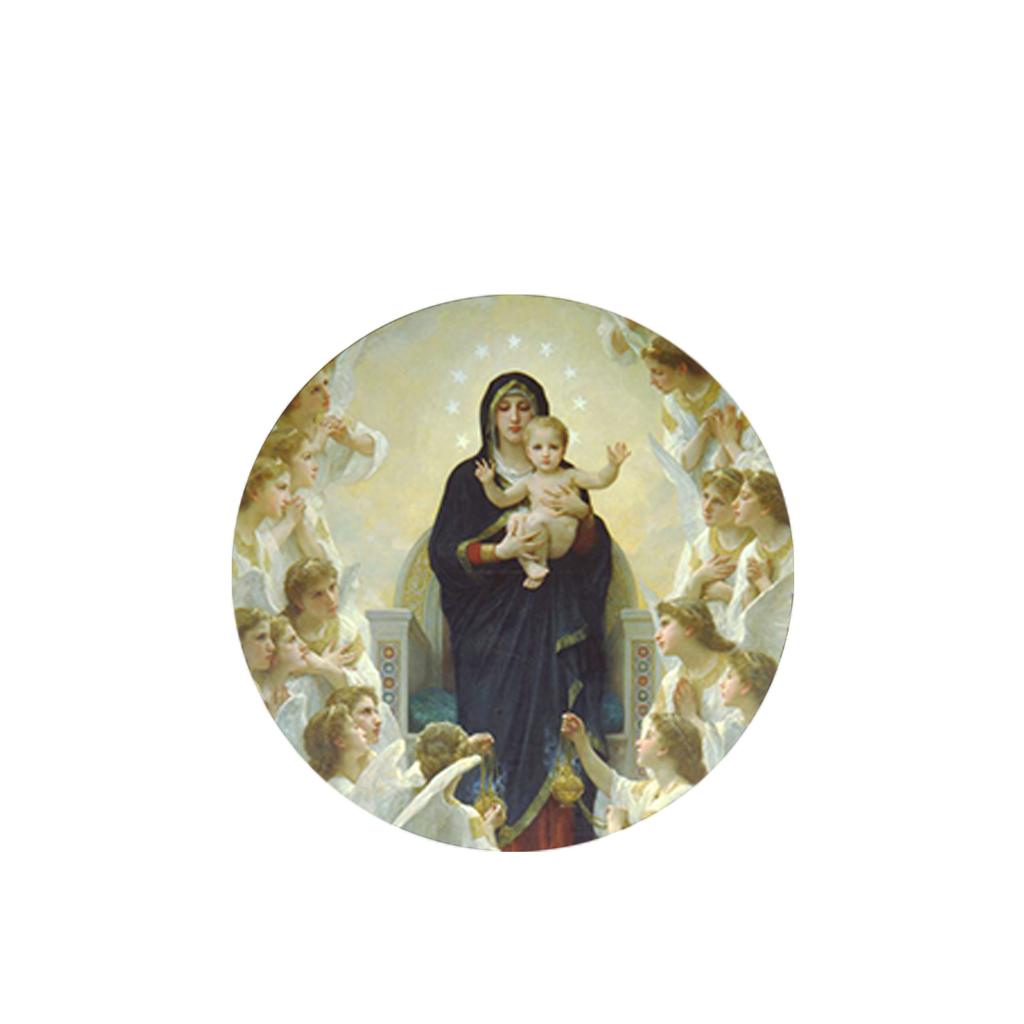 Unsere Liebe Frau der Engel Schwarze Halskette Jungfrau Maria und Kind Jesus Katholische Medaille Religiöser Anhänger mit Kette