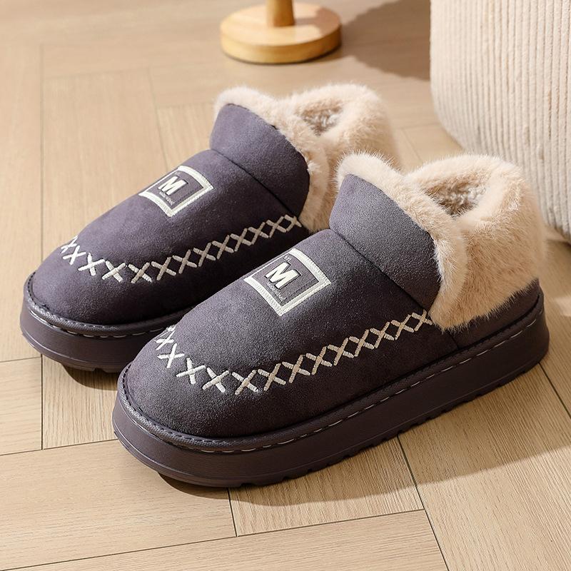 

Тапочки зимние уличные сумка каблук толстая подошва домашние бант, хлопковые туфли зимние бархатные теплые низкие хлопковые тапочки женские 44-45