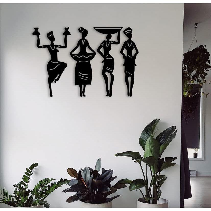 

Жіночий набір 4 шт. Настінний декор Мистецтво, Предмети декору для холу для вітальні, офісу, вітальні, спальні ( Чорний)