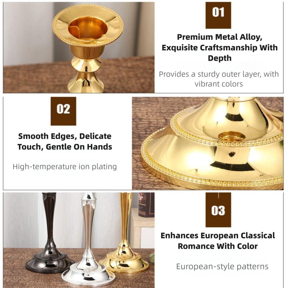 Vintage Metal Candle Holder High Gloss Exquisite Design Candlestick Holder Elegant 3 Arms Candle Holder Wedding Decoration