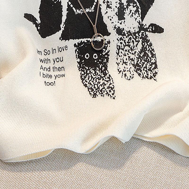 Women's Cartoon Print Round Neck Slim Fit Vest