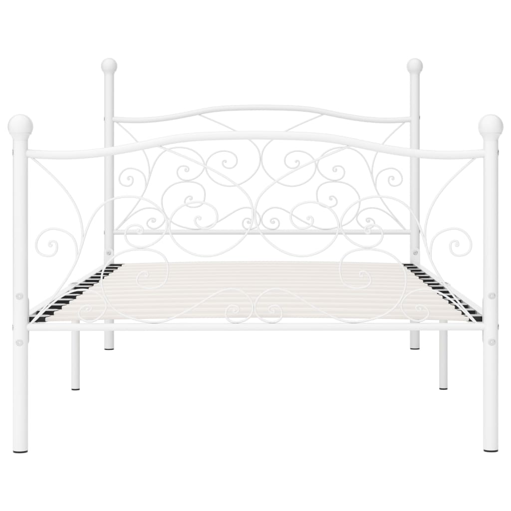 Bed Frame with Slats White Metal 100 * 200 cm