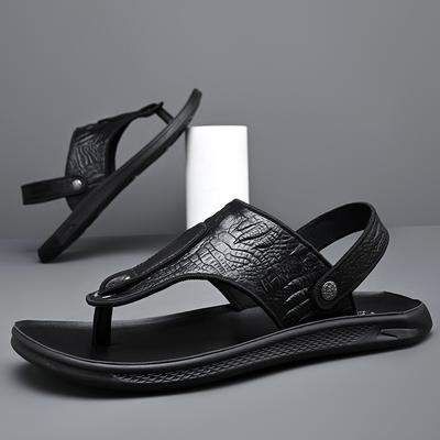 Fashion Outdoor Leather Summer Flip-flops Breath Casual Slip On Flats Dual-Purpose Men Sandals Comfort Slippers Quick Dry Male Half Drag