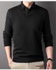 Men's Faux Two-Piece Lapel Knit Sweater - Thermal Velvet Base Layer for Autumn/Winter