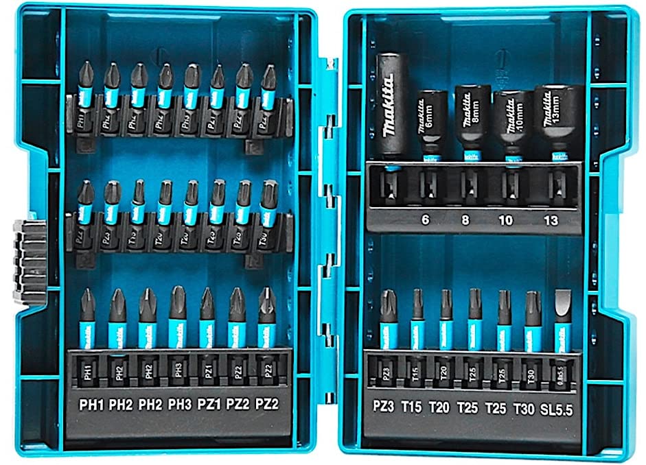 Makita Impact Driver Bit Socket Set of 35 Hexagonal Shaft Shank with Case 6.35mm E-06638 [Item]