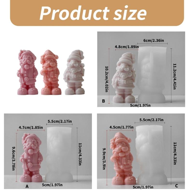 Elastyczna silikonowa forma do formowania świec w kształcie Świętego Mikołaja, forma do aromaterapii, forma do robienia ozdób ręcznie robionych