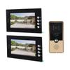 Video Intercom Entry System 2 Units 7 Inches HD Display Wired Video Door Phone Kit with 6PCS Access Cards for Villa Apartment