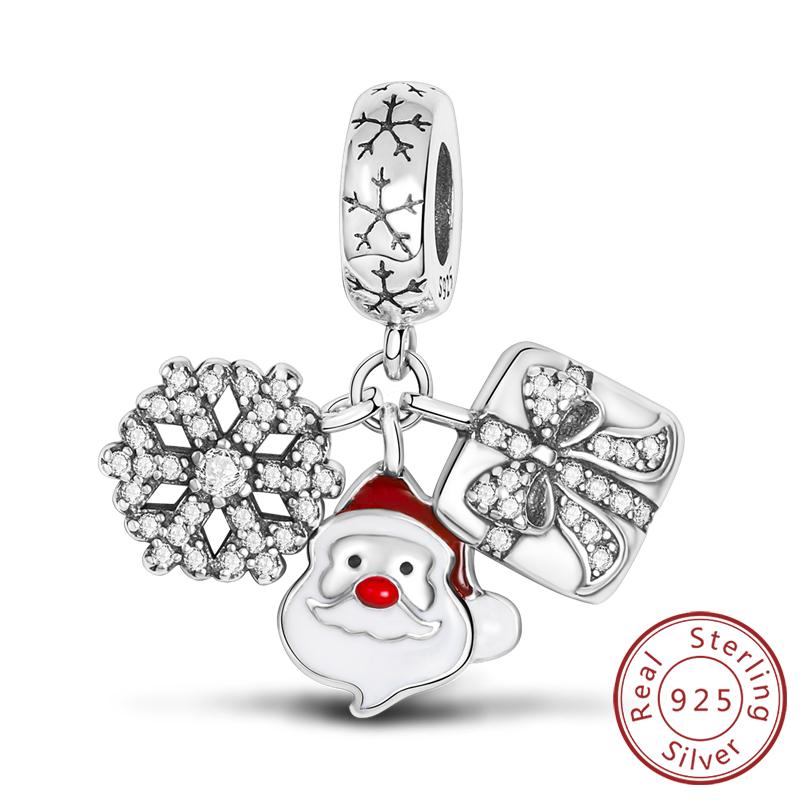 Christmas Series Charms Beads Copper Christmas Tree Snowman Elk Charm Fit Original Bracelet Pendent Women Jewelry