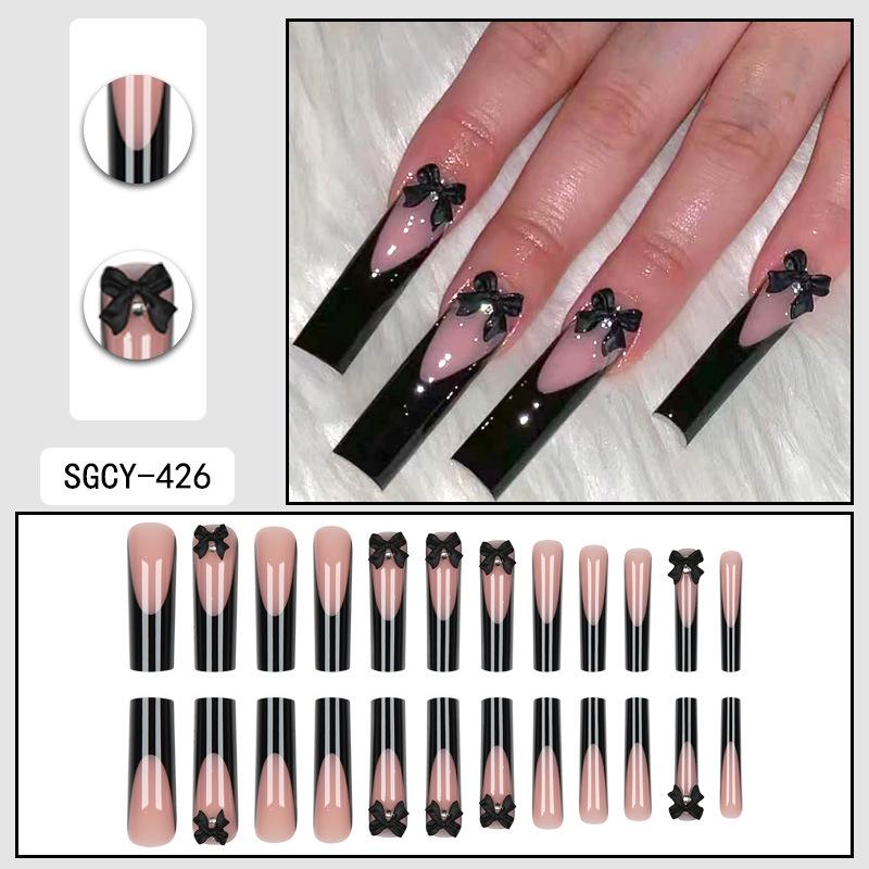 O8 Long Nail Art Tips - European & American High-End Wearable Summer Stickers