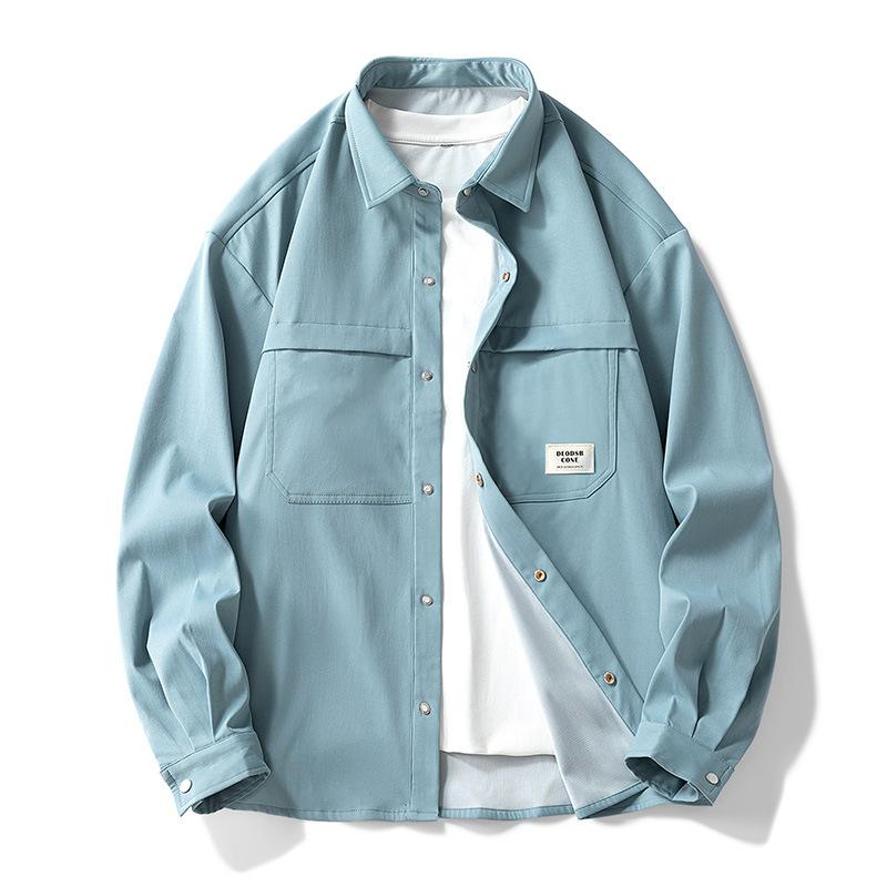 Collar Long Sleeved Shirt for Men, Loose Fitting and Stylish Casual Shirt Jacket