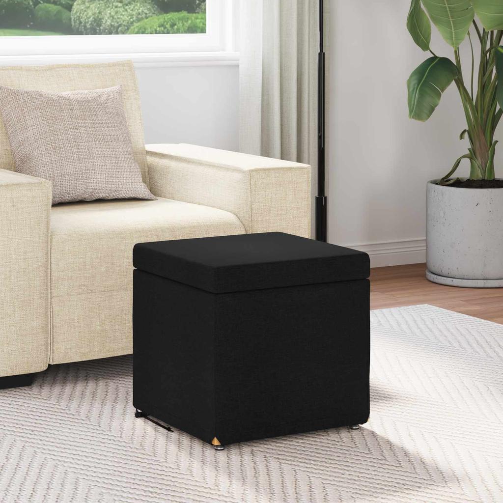 Black Stool 41 x 41 x 40 cm Fabric and Particleboard