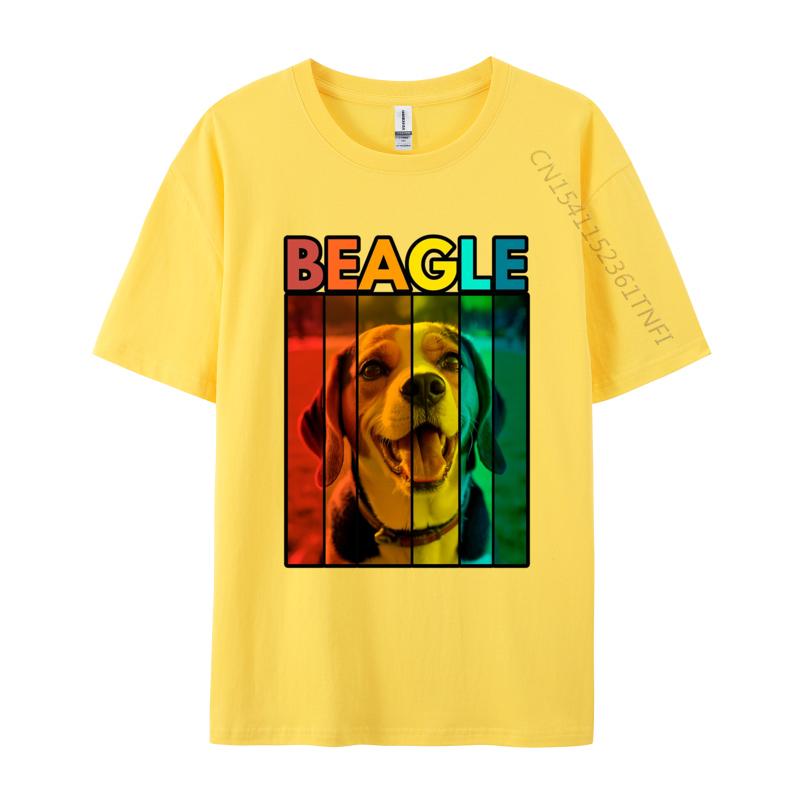 Vibrant Beagle Retro Tshirt Men T Shirts Graphic Tee Shirts Leisure Plus Size Cotton Tops Comfortable