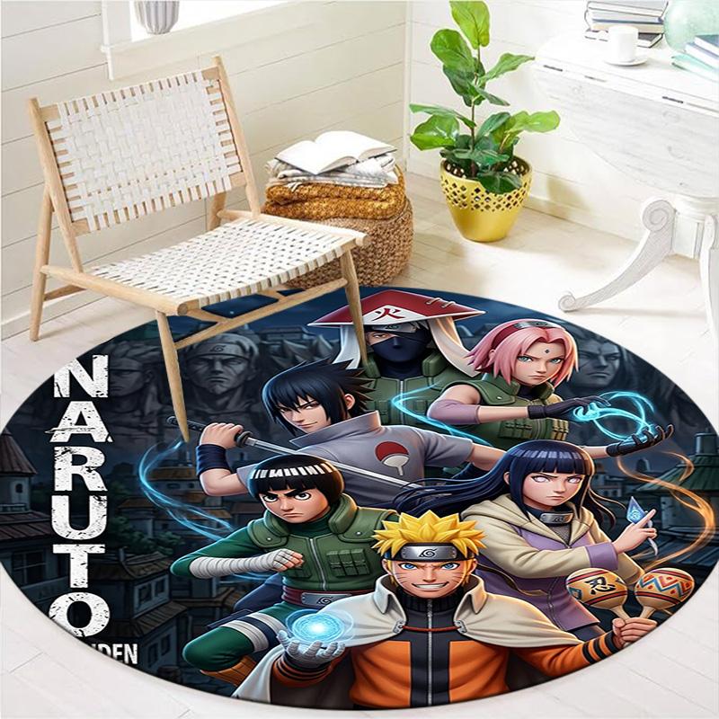 Naruto Shinobi Legacy Round Area Rug Carpet Rug For Living Room Bedroom Sofa Playroom Decor Nonslip Floor Mat