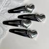 Cute Silver Heart Black Hair Barrettes 2/4Pcs Fashion Hair Pins for Women Sweet Side Hair Styling Accessories