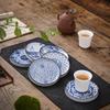 Retro Blue & White Japanese Ceramic Tea Coaster - Insulated Round Pad for Kung Fu Tea Set Accessories