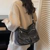 Borsa a tracolla messenger in denim vintage di grande capacità da donna