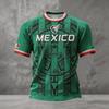 Men's National Team Support T Shirt Mexico Soccer Fan Jersey Short Sleeve Casual Football Top with Printed Design and Flag Patch
