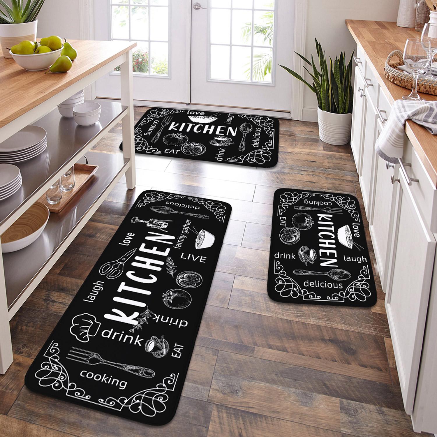 

VIKAMA Washable kitchen absorbent floor mat Comfortable sponge kitchen carpet main bathroom mat Non-slip waterproof door mat Kit 40CMx60CM